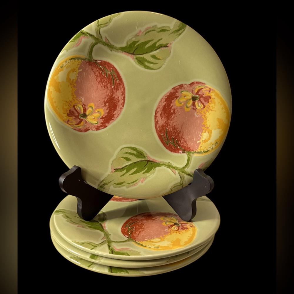 Set of 4- 8” April Cornell for Silvestri Ceramic Salad Plates   (6-Q)